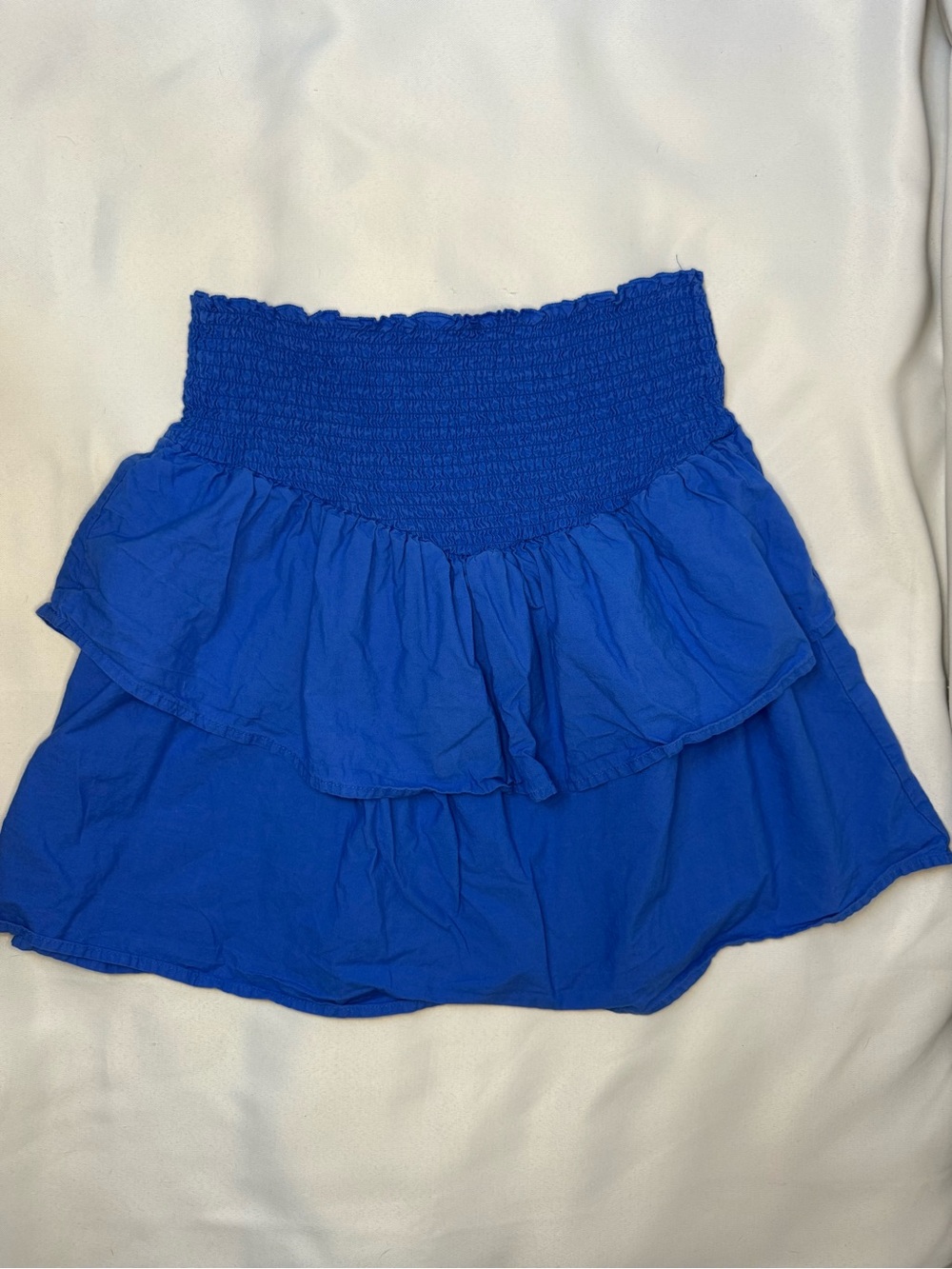 HT 360 Collective - 100% Cotton Smocked Tiered Mini Skirt Royal Blue - Size S